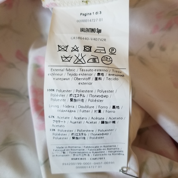 TOP VALENTINO RED Peplum Pink Floral Leaves Zip Back Gathered Sz 8 NWT - Picture 7 of 11